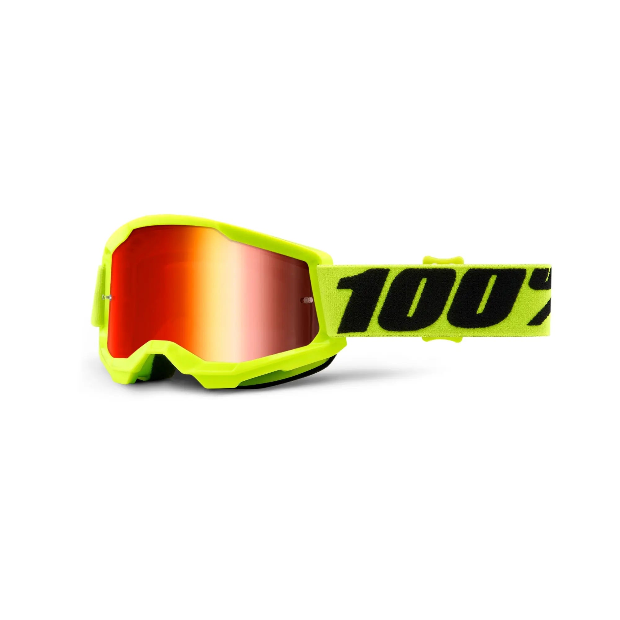 100% Strata 2 Youth Goggles Yellow / Red Mirror Lens - FREE UK Shipping, FREE 365 Day Returns | Moto Central