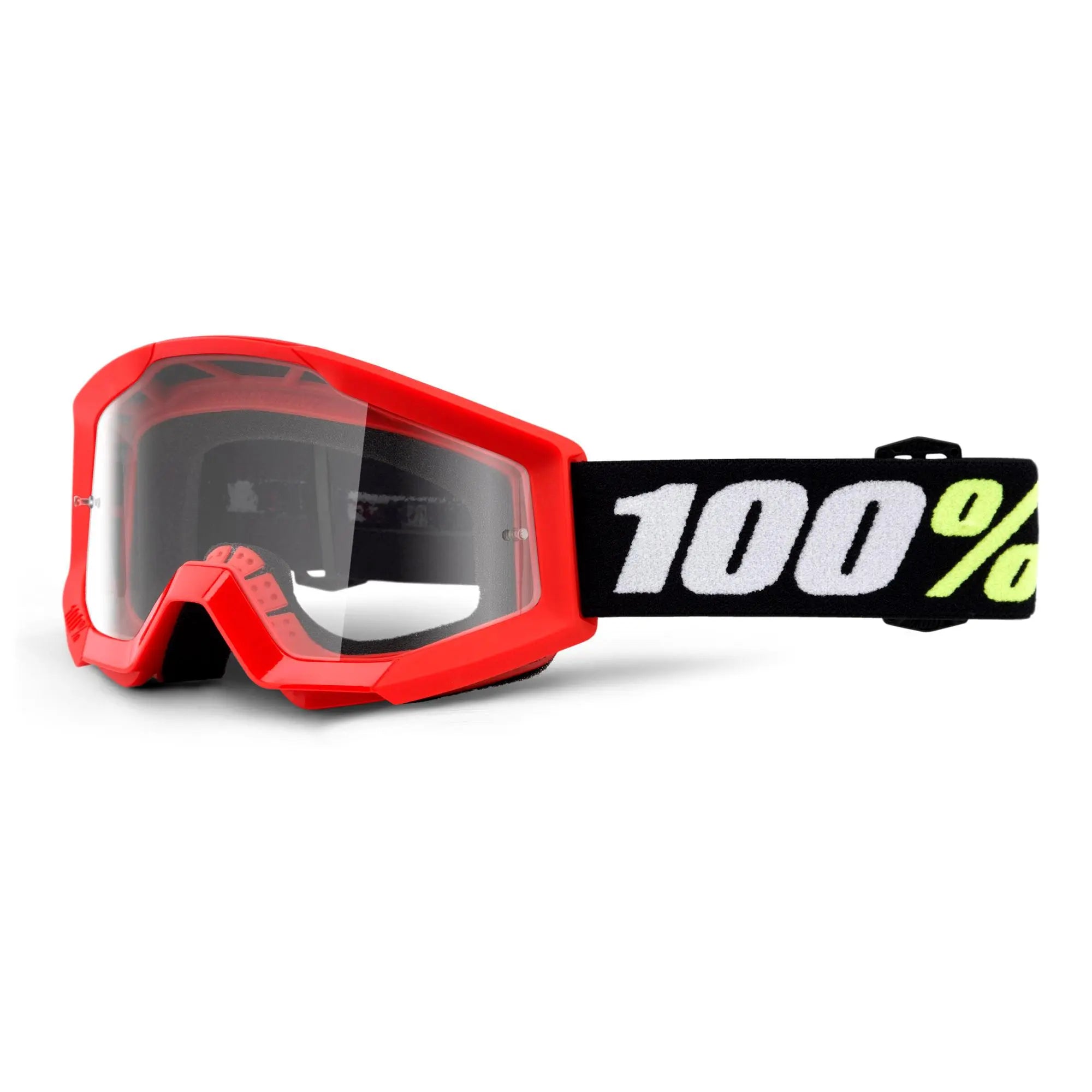 100% Strata Mini Goggles Red / Clear Lens - FREE UK Shipping, FREE 365 Day Returns | Moto Central