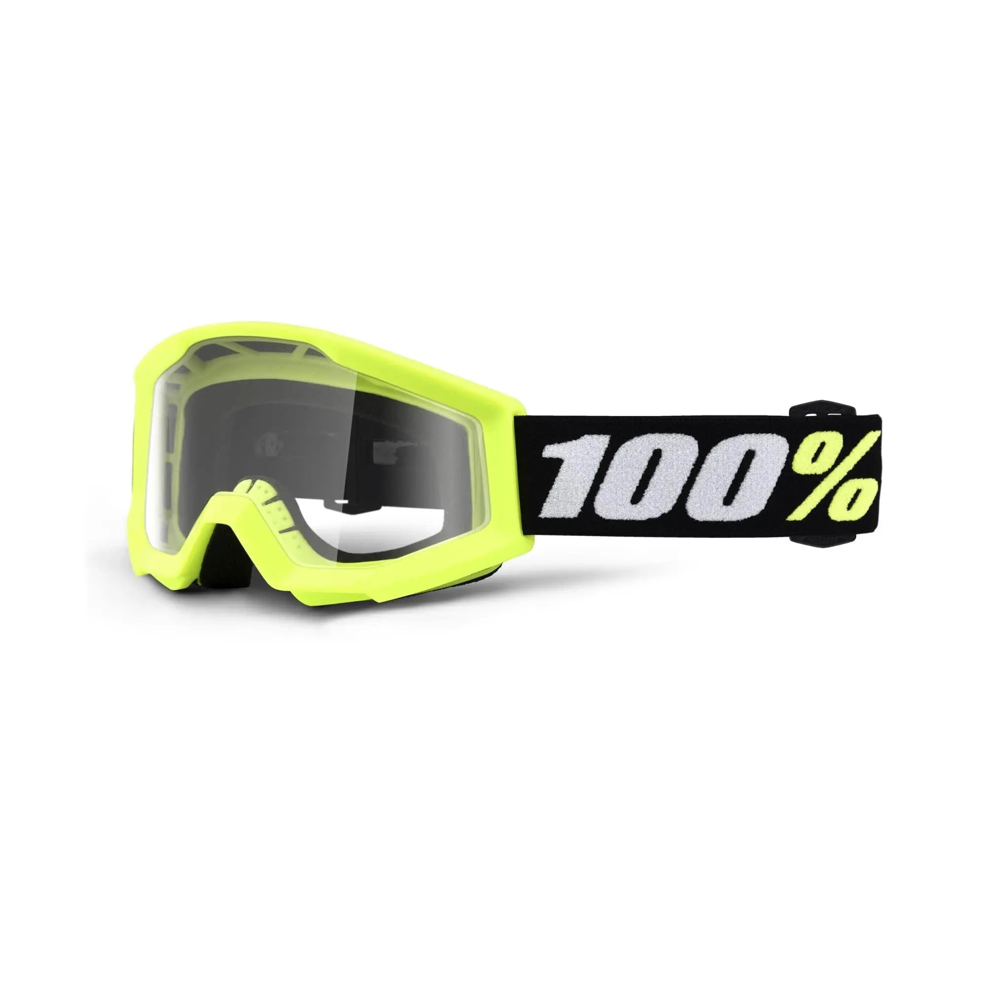 100% Strata Mini Goggles Yellow / Clear Lens - FREE UK Shipping, FREE 365 Day Returns | Moto Central