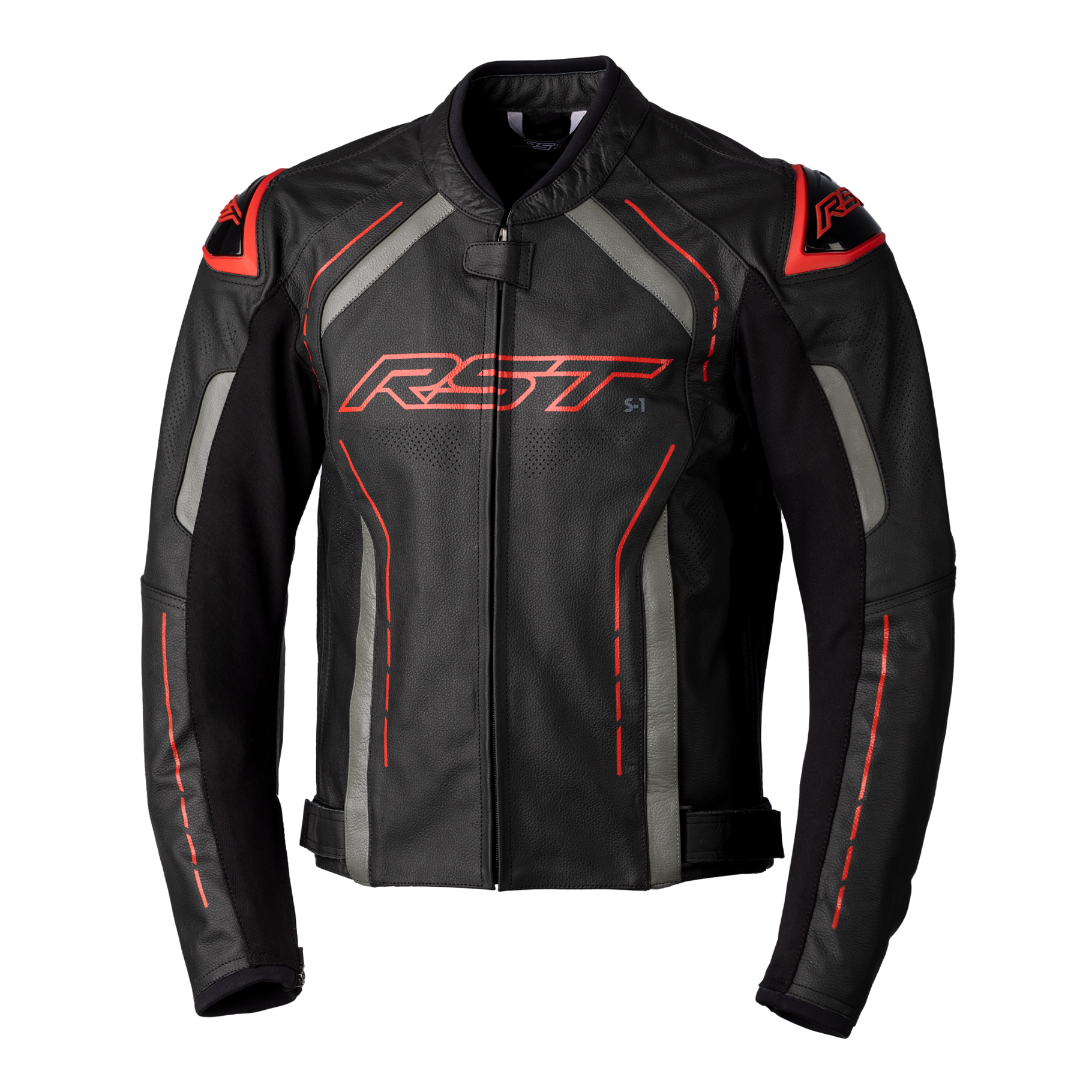 RST S1 CE Leather Jacket Black / Grey / Red