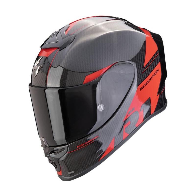 Scorpion EXO R1 Air Evo Carbon Full Face Helmet Rally Black / Red - FREE UK Shipping, FREE 365 Day Returns | Moto Central