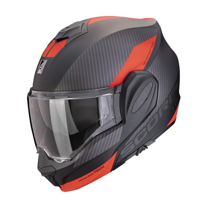 Scorpion EXO-Tech Evo Team Flip-Up Helmet Black / Silver / Red