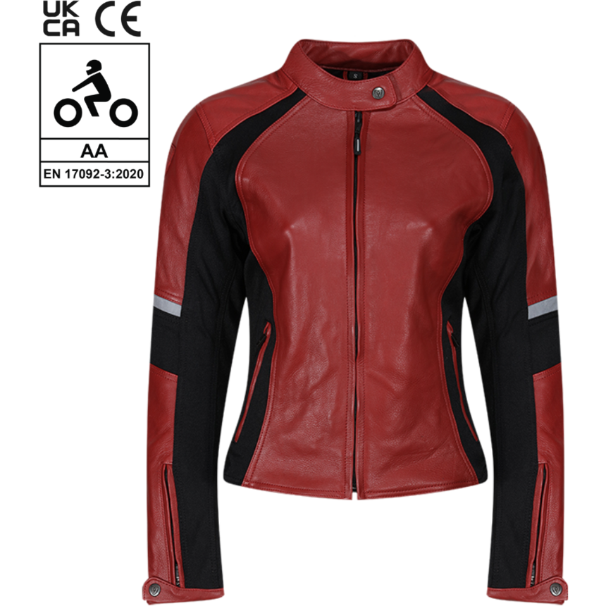 MotoGirl Fiona Ladies Leather Jacket Red - FREE UK Shipping, FREE 365 Day Returns | Moto Central