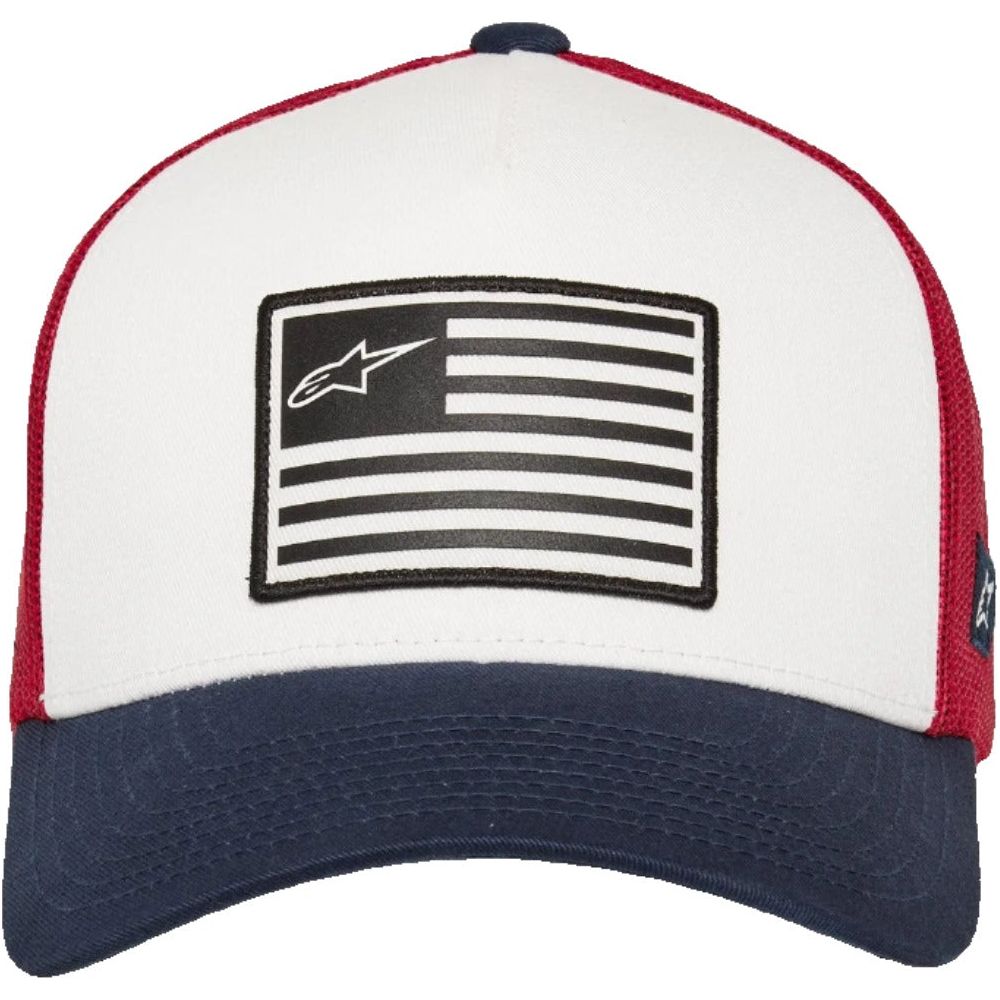 Alpinestars Flag Curved Bill Cap White / Navy / Red - FREE UK Shipping, FREE 365 Day Returns | Moto Central