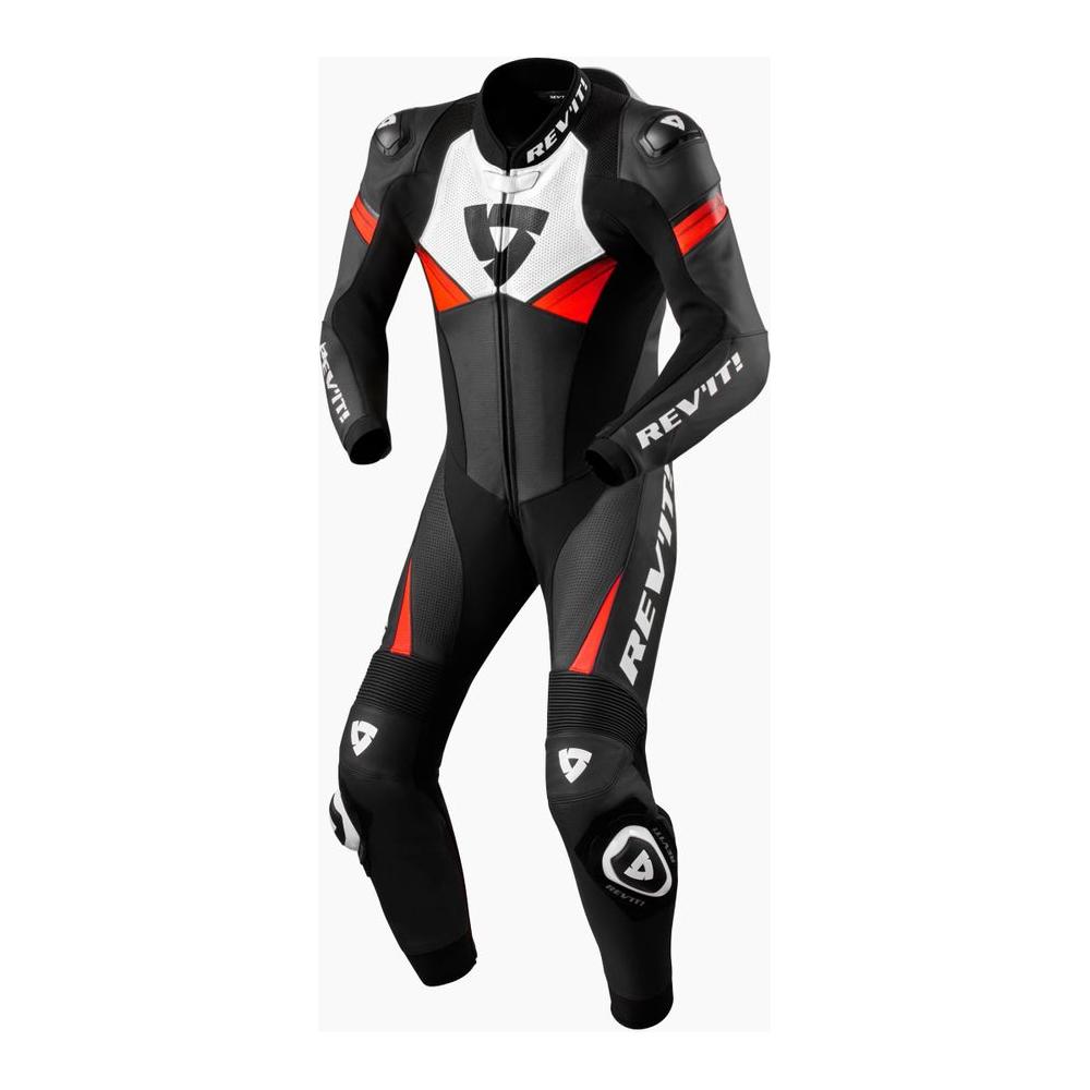 Revit Argon 2 One Piece Leather Suit Black / Neon Red