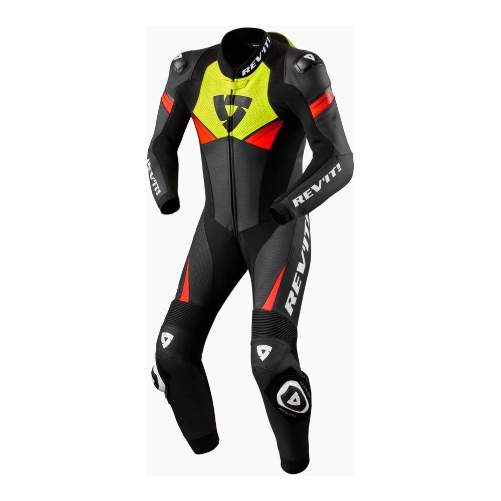 Revit Argon 2 One Piece Leather Suit Black / Neon Yellow