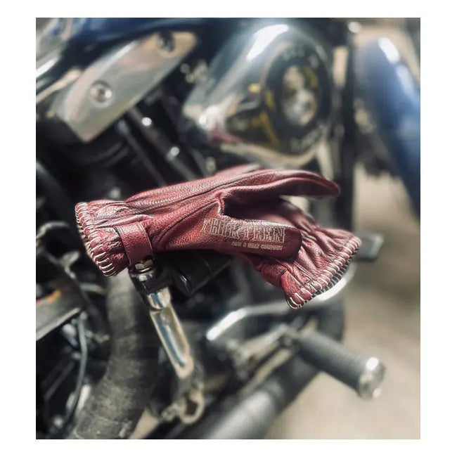 13 And A Half Magazine Loud Ride Leather Gloves Burgundy  - FREE UK Shipping, FREE 365 Day Returns | Moto Central