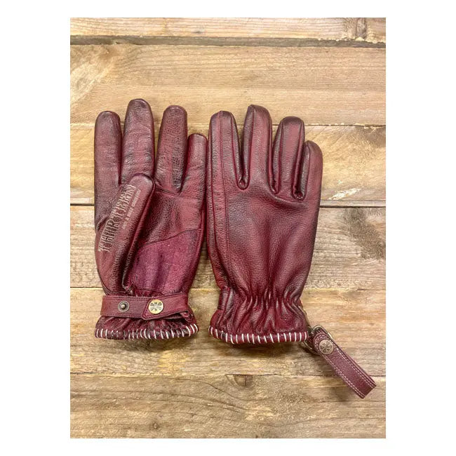 13 And A Half Magazine Loud Ride Leather Gloves Burgundy  - FREE UK Shipping, FREE 365 Day Returns | Moto Central