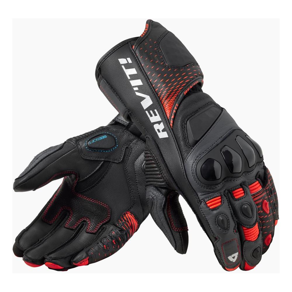 Revit Control Leather Gloves Black / Neon Red - FREE UK Shipping, FREE 365 Day Returns | Moto Central