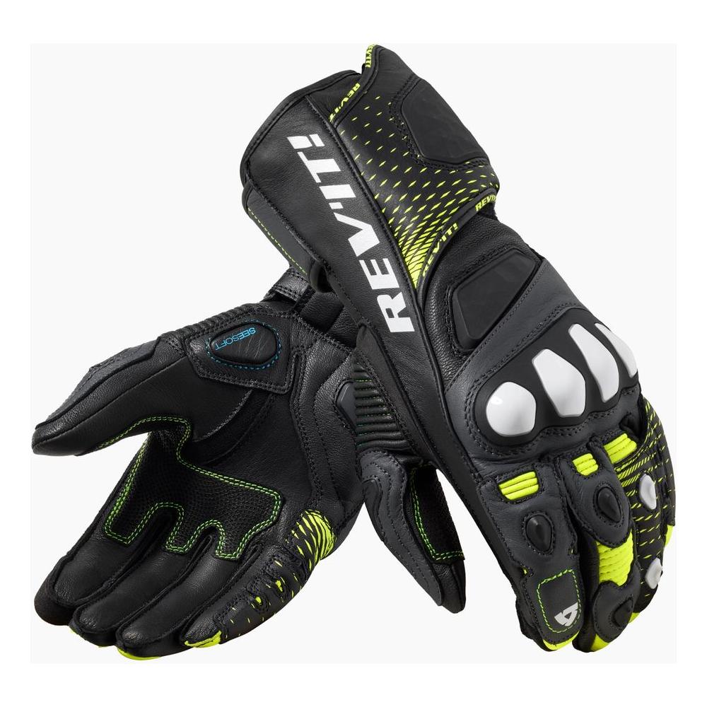 Revit Control Leather Gloves Black / Neon Yellow