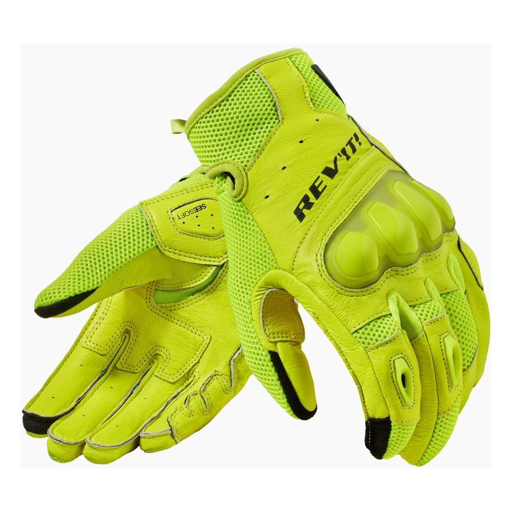 Revit Ritmo Mesh Leather Gloves Neon Yellow