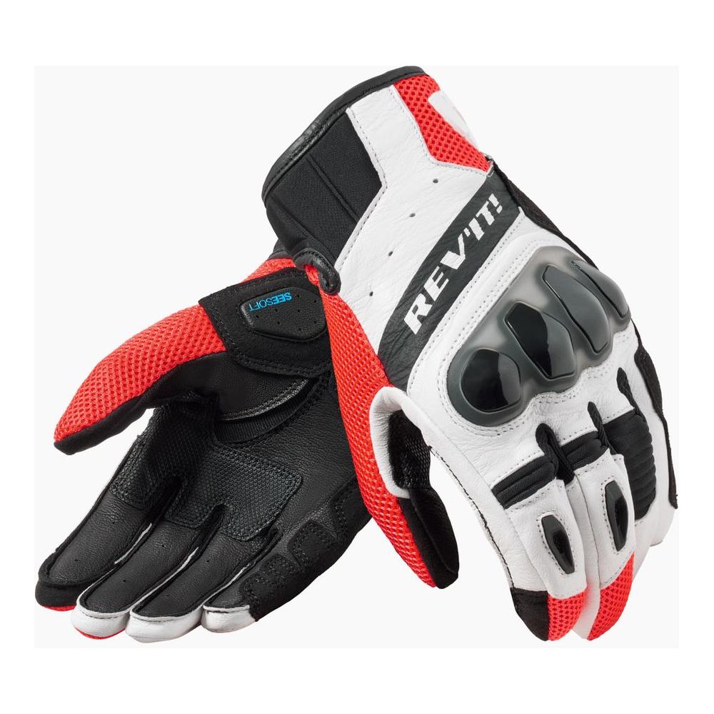 Revit Ritmo Mesh Leather Gloves Black / Neon Red