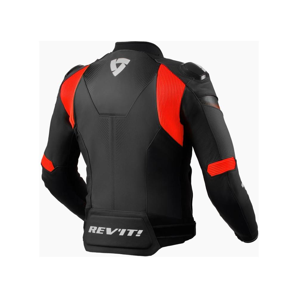 Revit Control Leather Jacket Black / Neon Red