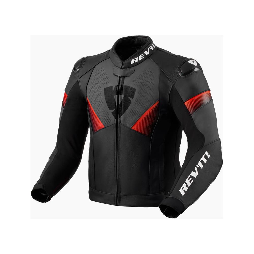 Revit Argon 2 Leather Jacket Black / Neon Red