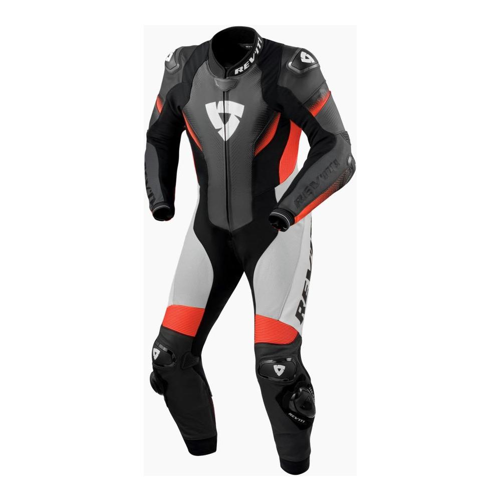 Revit Control One Piece Leather Suit Black / Neon Red