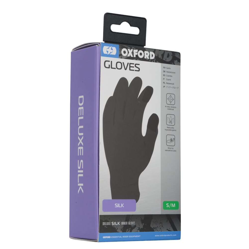 Oxford Deluxe Silk Gloves Black - FREE UK Shipping, FREE 365 Day Returns | Moto Central