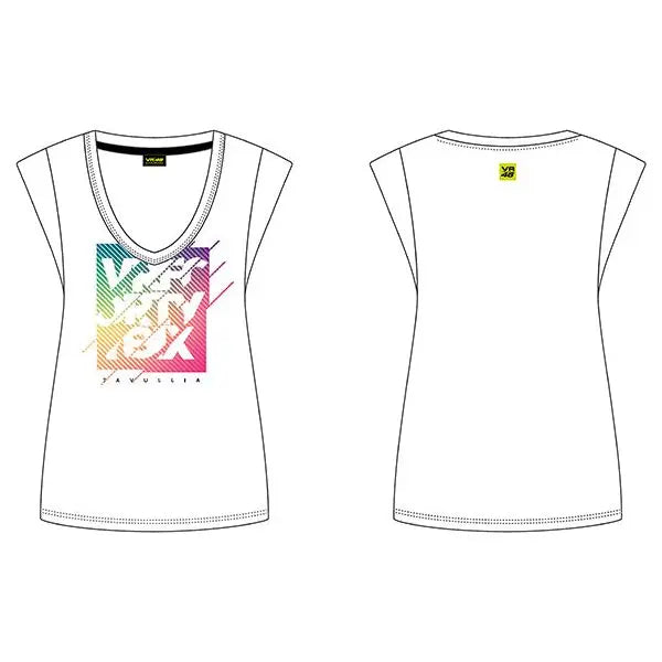 VR46 VRFortySix Ladies T-Shirt White - FREE UK Shipping, FREE 365 Day Returns | Moto Central