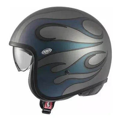 Premier Vintage FR Open Face Helmet Matt Iride Blue / Grey  - FREE UK Delivery - Moto Central