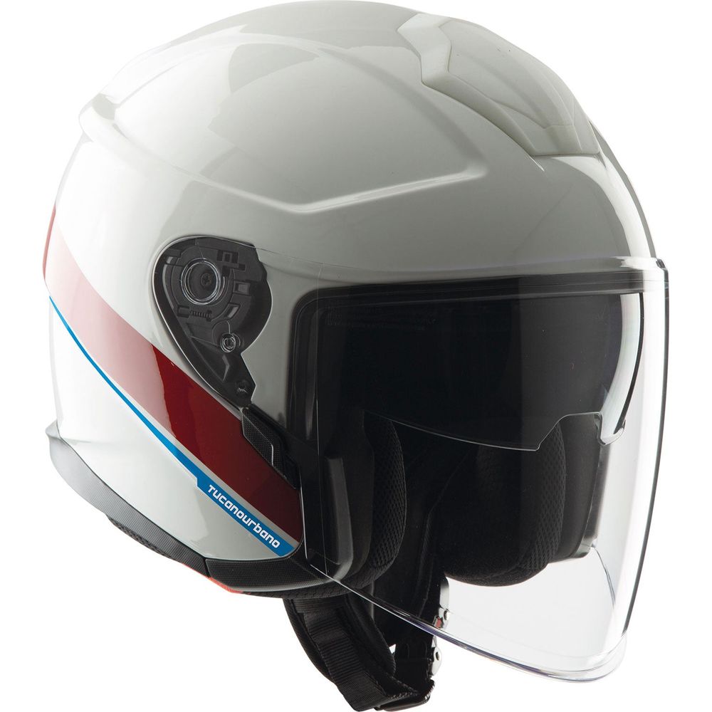 Tucano Urbano EL'Max Open Face Helmet Glossy White Graphic-A