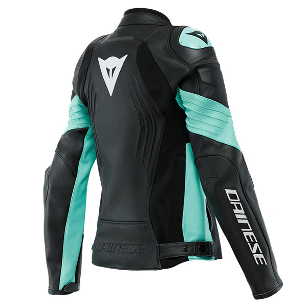 Dainese Racing 4 Ladies Leather Jacket Black / Aqua Green