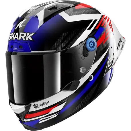 Shark Aeron-GP FIM Full Face Helmet Firstlap Carbon / Blue / Red / White - FREE UK Shipping, FREE 365 Day Returns | Moto Central