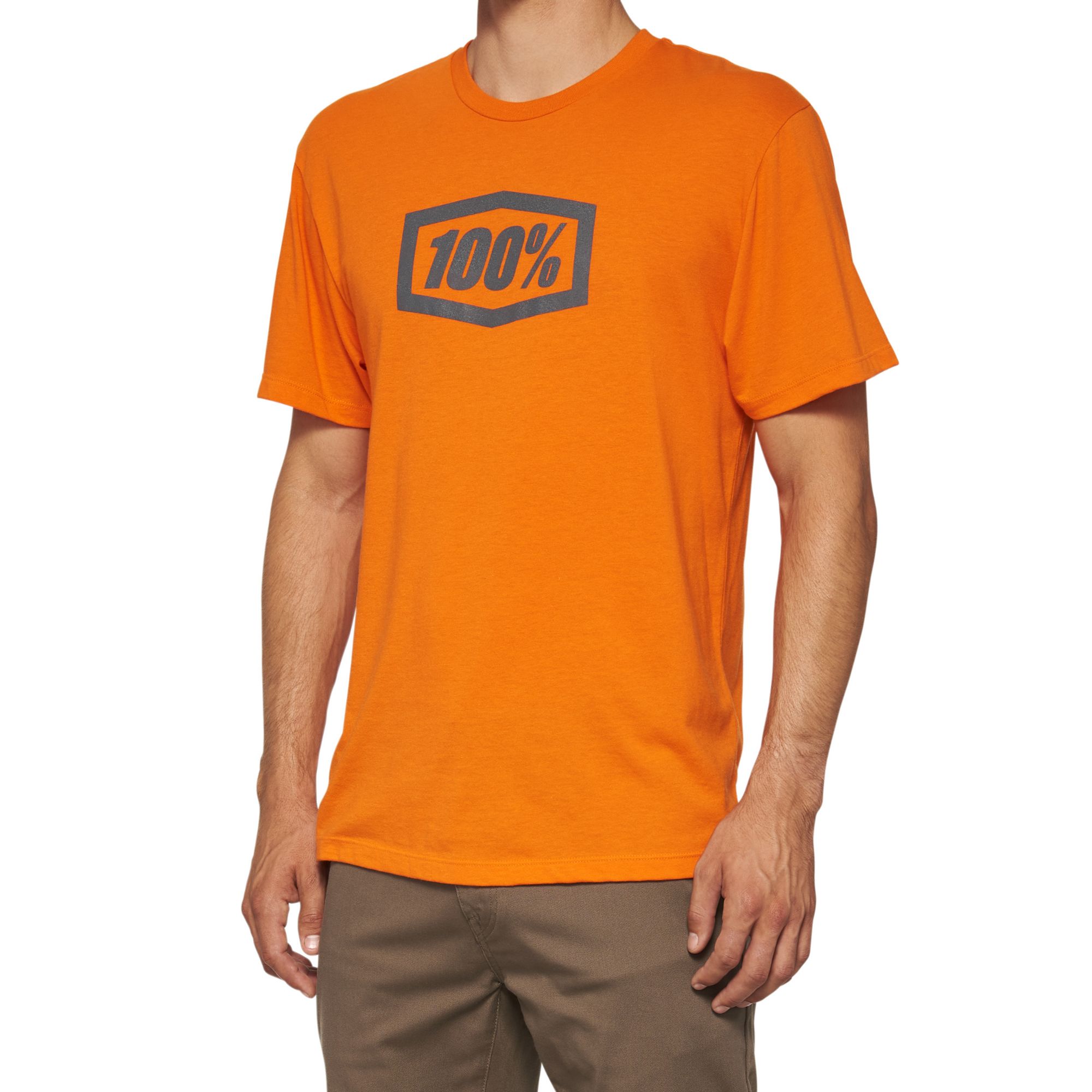 100% Icon Short Sleeves T-Shirt Orange - FREE UK Shipping, FREE 365 Day Returns | Moto Central