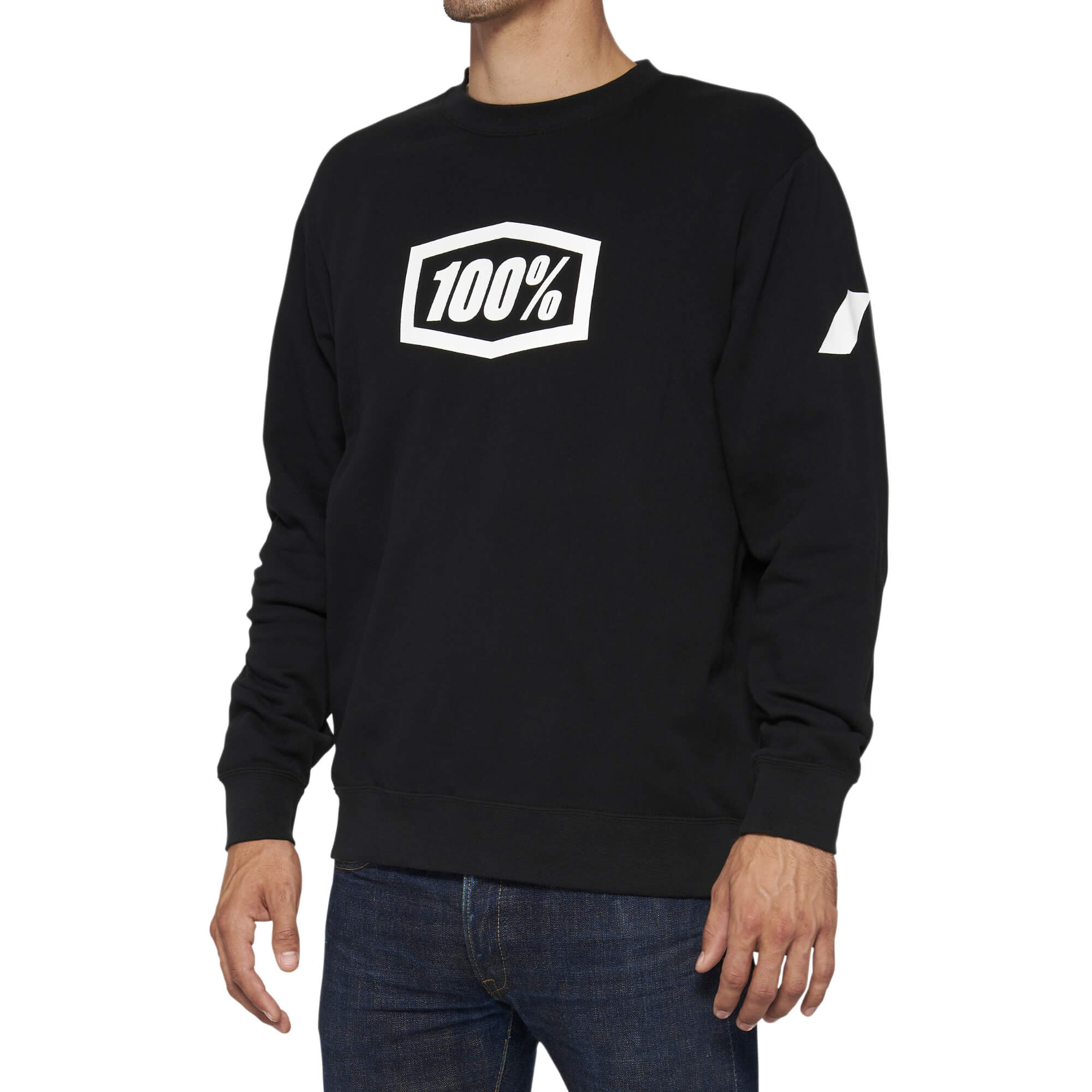 100% Icon Pullover Crewneck Fleece Black - FREE UK Shipping, FREE 365 Day Returns | Moto Central