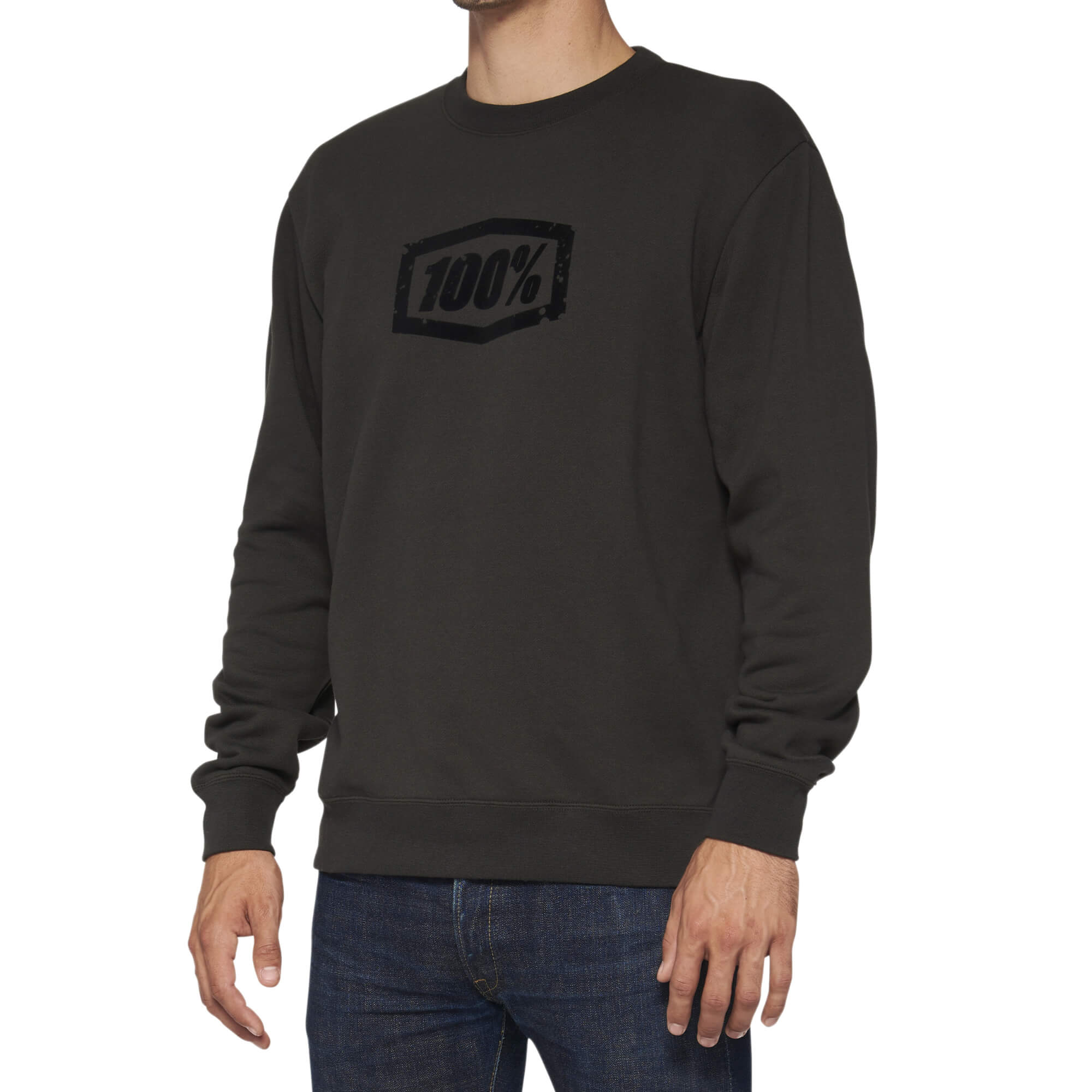 100% Avalanche Pullover Crewneck Fleece Light Black - FREE UK Shipping, FREE 365 Day Returns | Moto Central