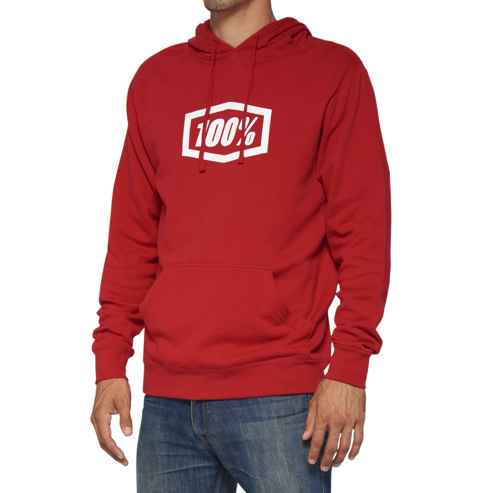 100% Icon Pullover Hoodie Deep Red Mirror - FREE UK Shipping, FREE 365 Day Returns | Moto Central