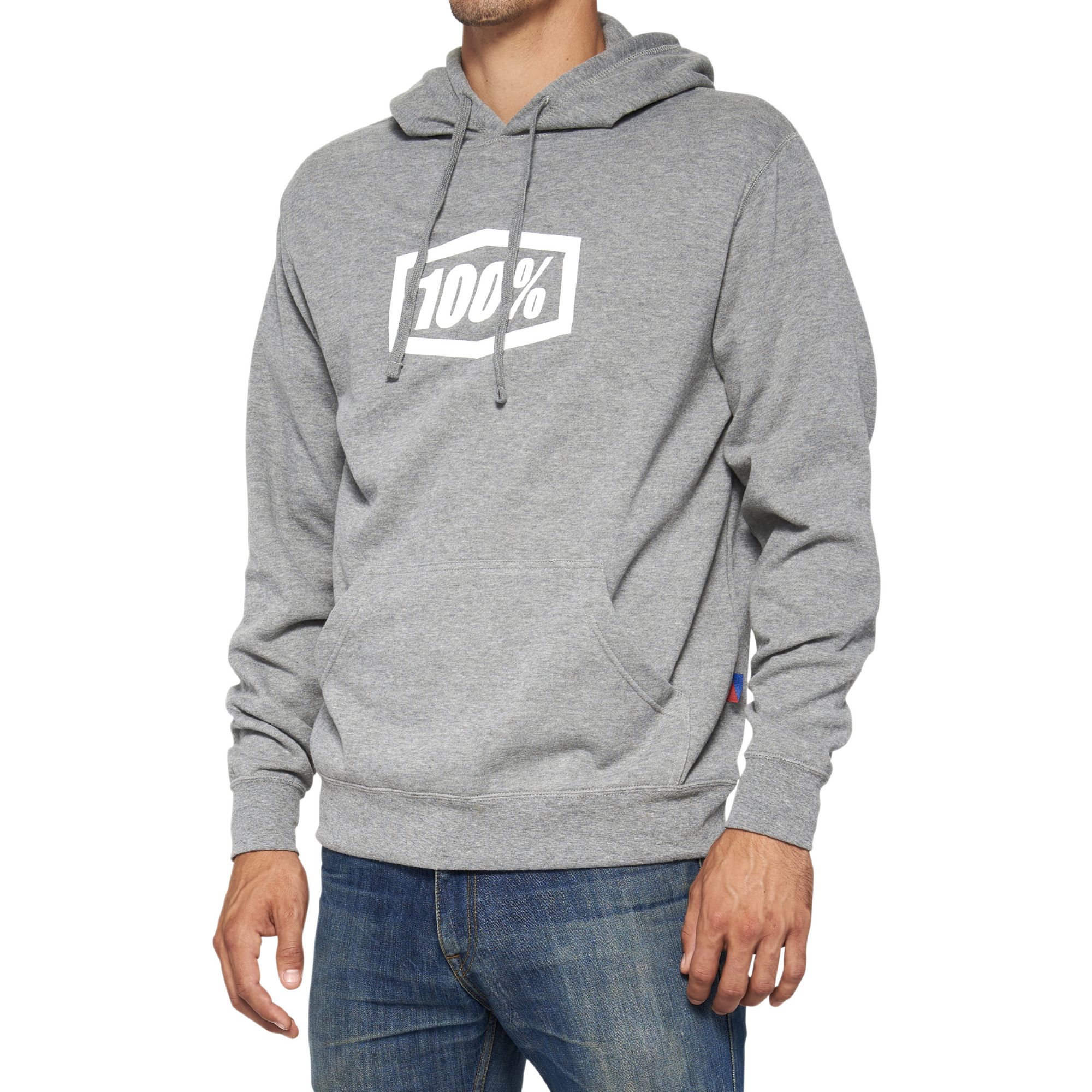 100% Icon Pullover Hoodie Heather Grey - FREE UK Shipping, FREE 365 Day Returns | Moto Central