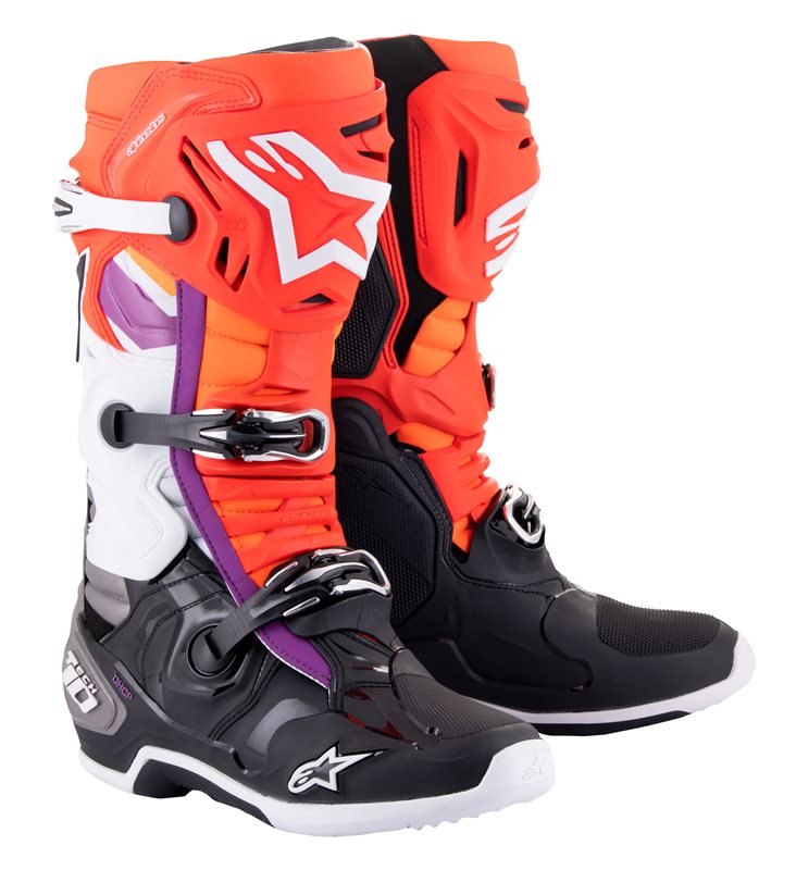 Alpinestars Tech 10 Off-Road Boots Black / Fluo Red / Fluo Orange / White