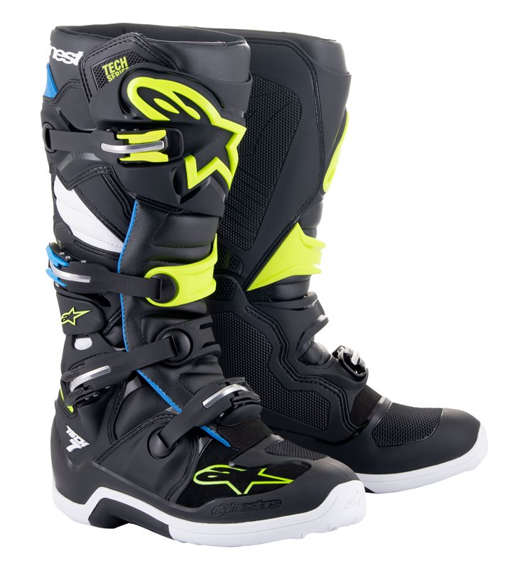 Alpinestars Tech 7 Off-Road Boots Black / Enamel Blue / Fluo Yellow