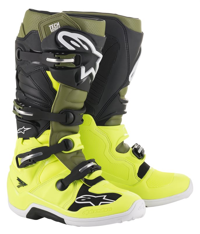 Alpinestars Tech 7 Off-Road Boots Fluo Yellow / Military Green / Black