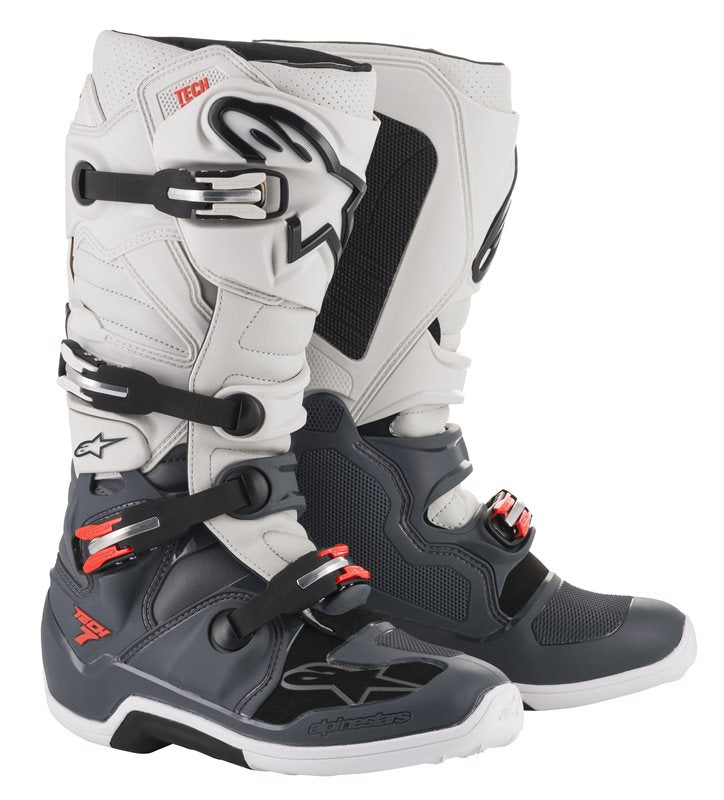 Alpinestars Tech 7 Off-Road Boots Dark Grey / Light Grey / Fluo Red