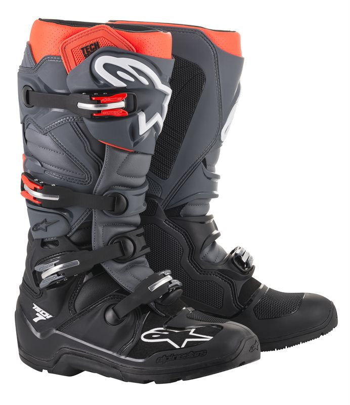 Alpinestars Tech 7 Enduro Off-Road Boots Black / Grey / Fluo Red