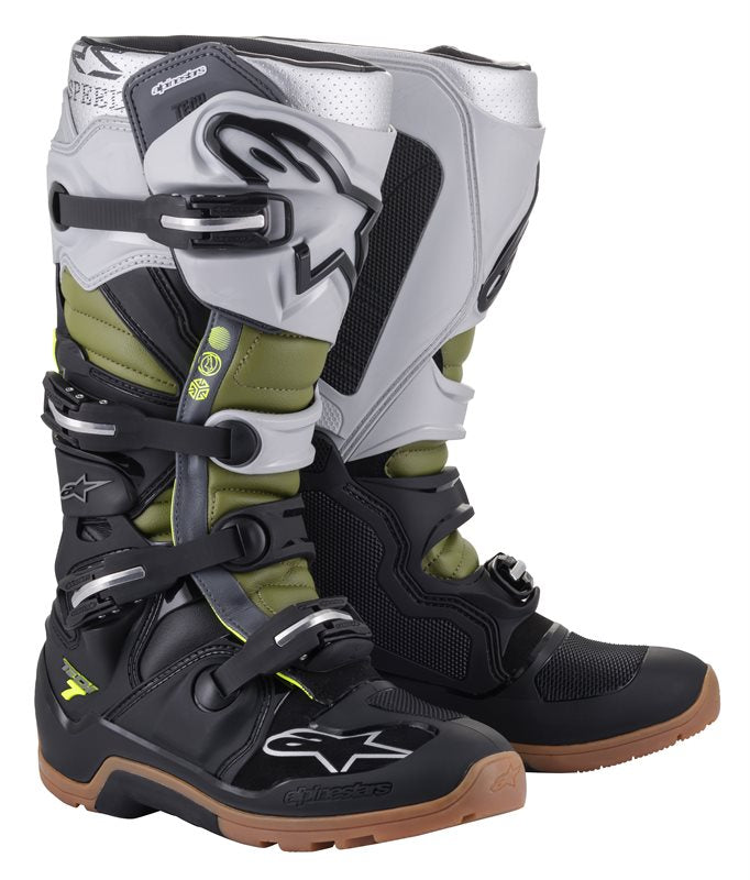 Alpinestars Tech 7 Enduro Off-Road Boots Black / Silver / Military Green