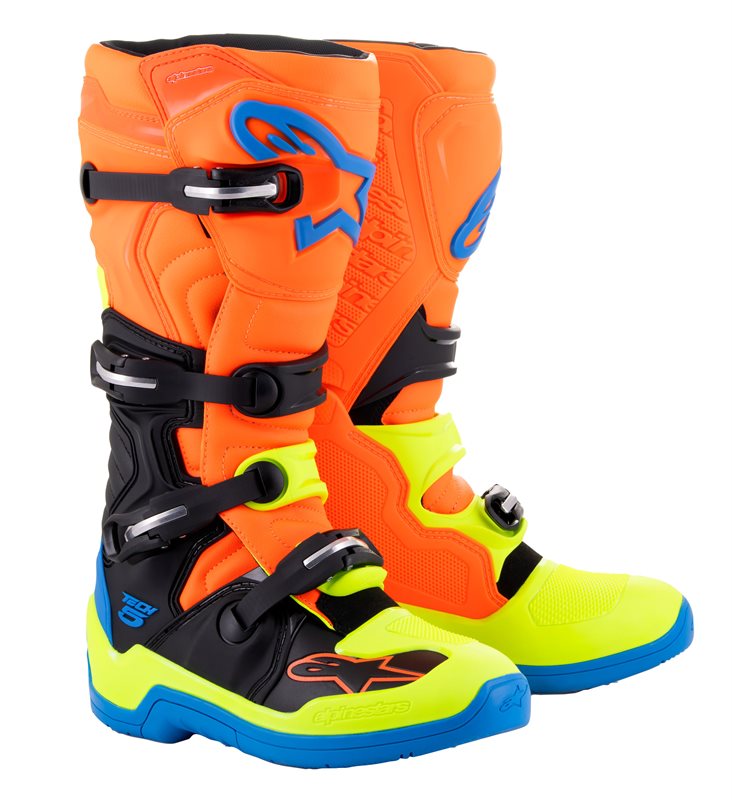 Alpinestars Tech 5 Off-Road Boots Fluo Orange / Enamel Blue / Fluo Yellow