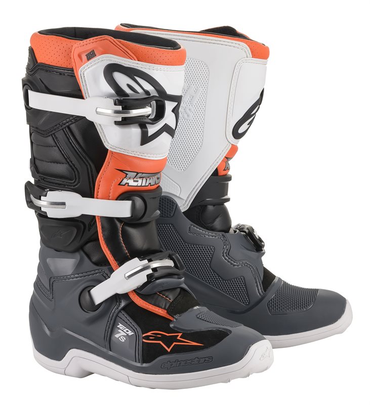 Alpinestars Youth Tech 7 S Off-Road Boots Black / Grey / White / Fluo Orange