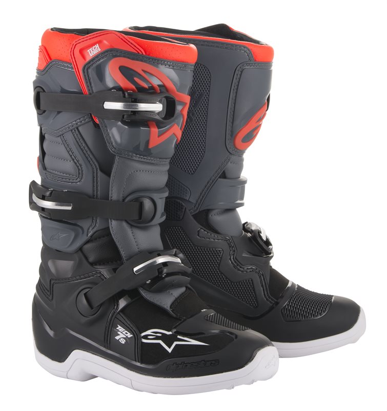 Alpinestars Youth Tech 7 S Off-Road Boots Black / Dark Grey / Fluo Red