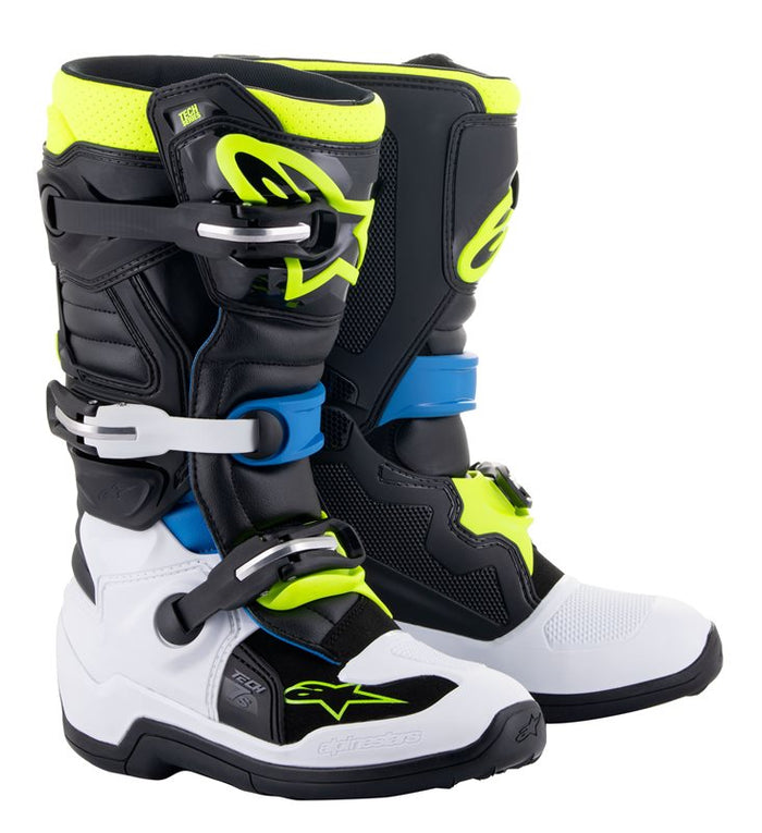 Alpinestars Youth Tech 7 S Off-Road Boots Black / Enamel Blue / Fluo Yellow