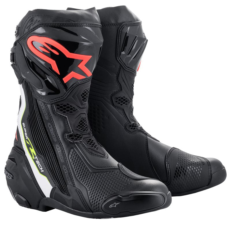 Alpinestars Supertech R Long Boots Black / White / Fluo Red / Fluo Yellow