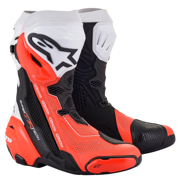 Alpinestars Supertech R Vented Long Boots Black / White / Fluo Red