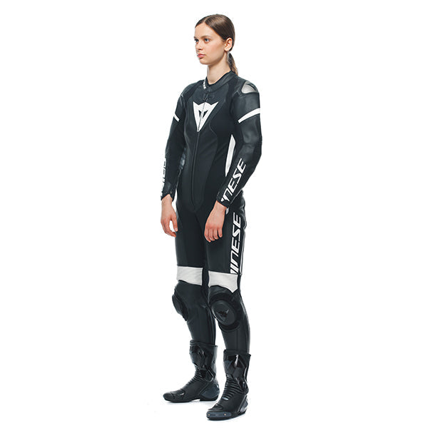 Dainese Grobnik Ladies One Piece Perforated Leather Suit Black / Black / White