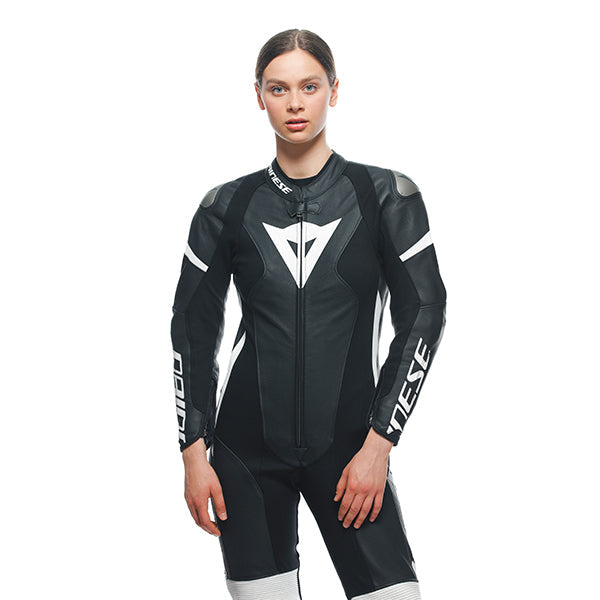 Dainese Grobnik Ladies One Piece Perforated Leather Suit Black / Black / White