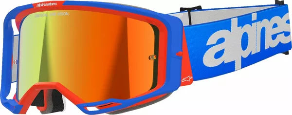 Alpinestars Vision 8 Wordmark Goggles Blue / Orange / Mirror Red - FREE UK Shipping, FREE 365 Day Returns | Moto Central