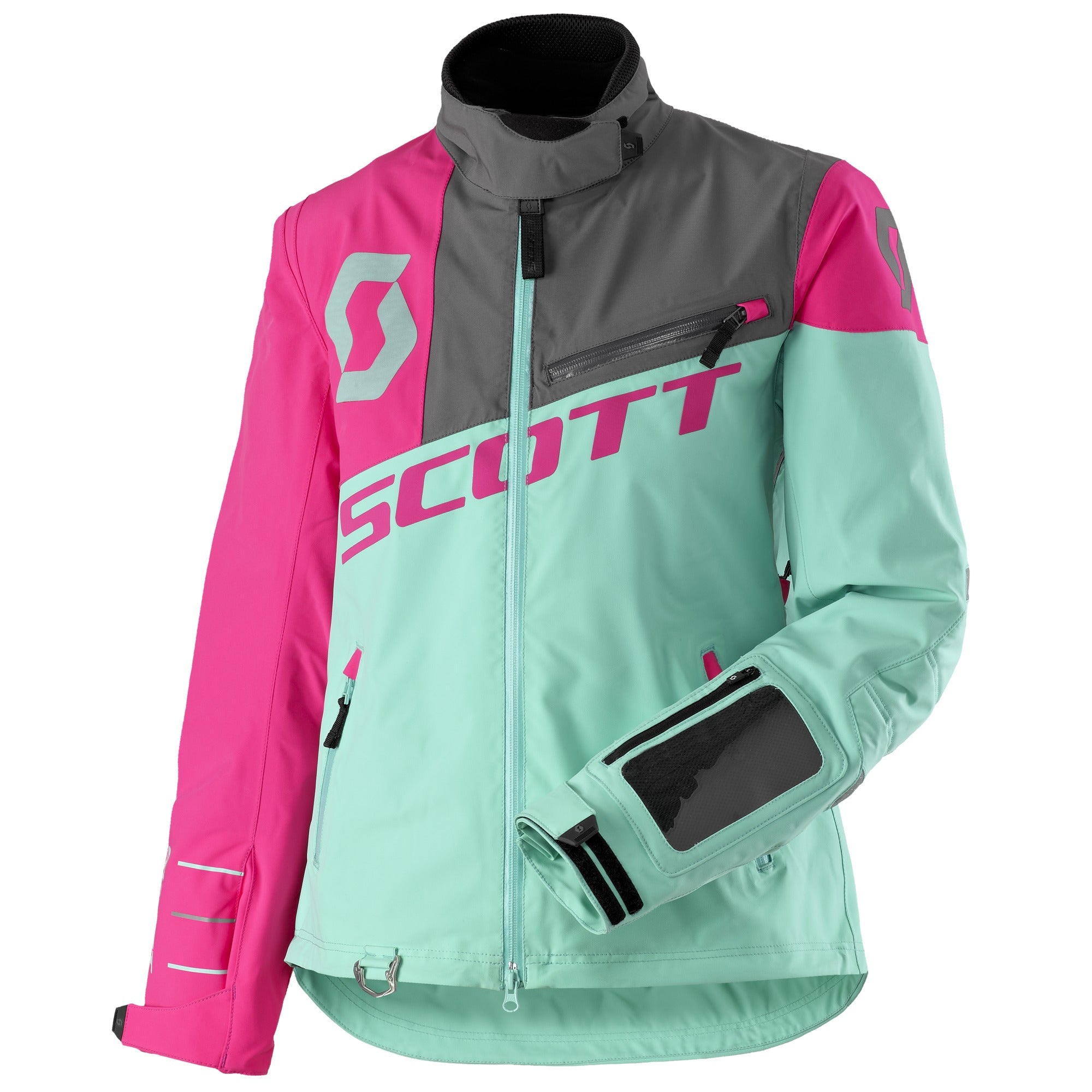 Scott Shell Pro Ladies Textile Jacket Light Mint Green / Neon Pink