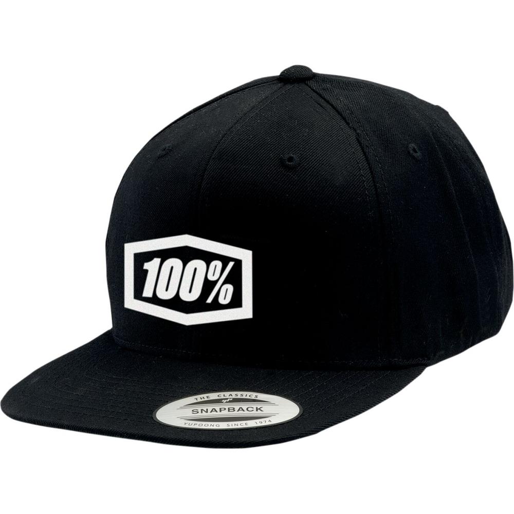 100% Icon Snapback Hat Black / White