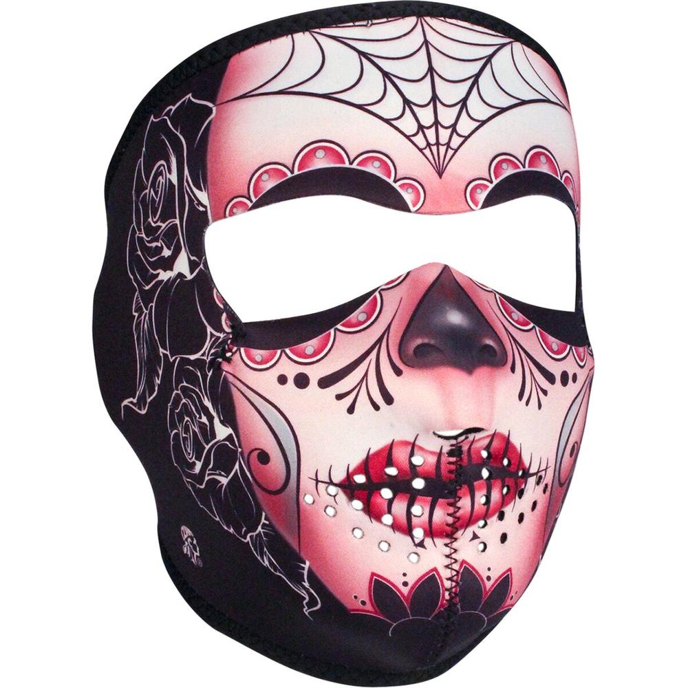 ZAN Neoprene Sugar Skull Full Face Mask Black / Pink / Red