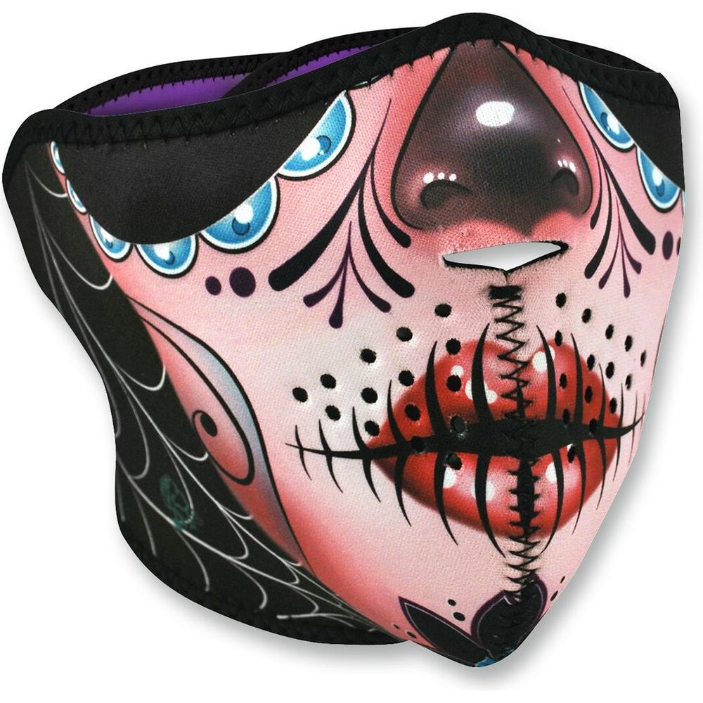 ZAN Neoprene Sugar Skull Half Face Mask Black / Pink / Red