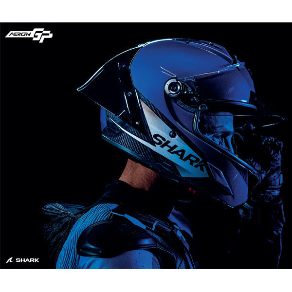 Shark Aeron-GP Full Face Helmet Blank SP Blue / Carbon / Black